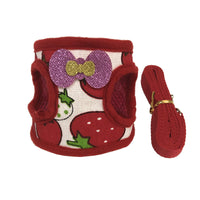 HKM-5318461 Rabbit and Guinea Pig Vest Harness with Traction Rope - Cotton Blend in Red, Pink, Blue, Sizes S, M, L