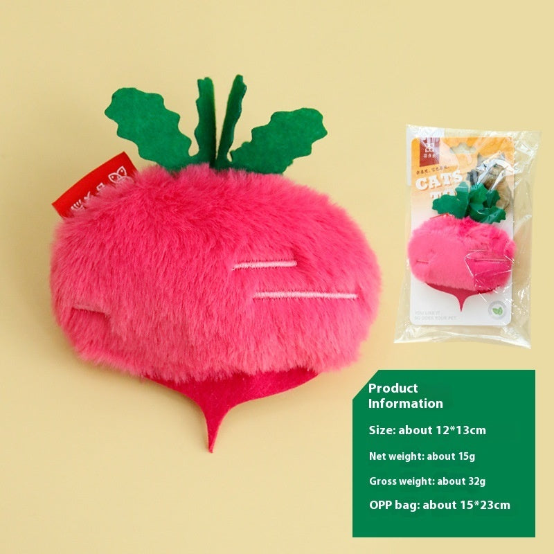 HKM-5318845 Plush Radish and Cucumber Cat Toys - Bite-Resistant Vegetable Simulation