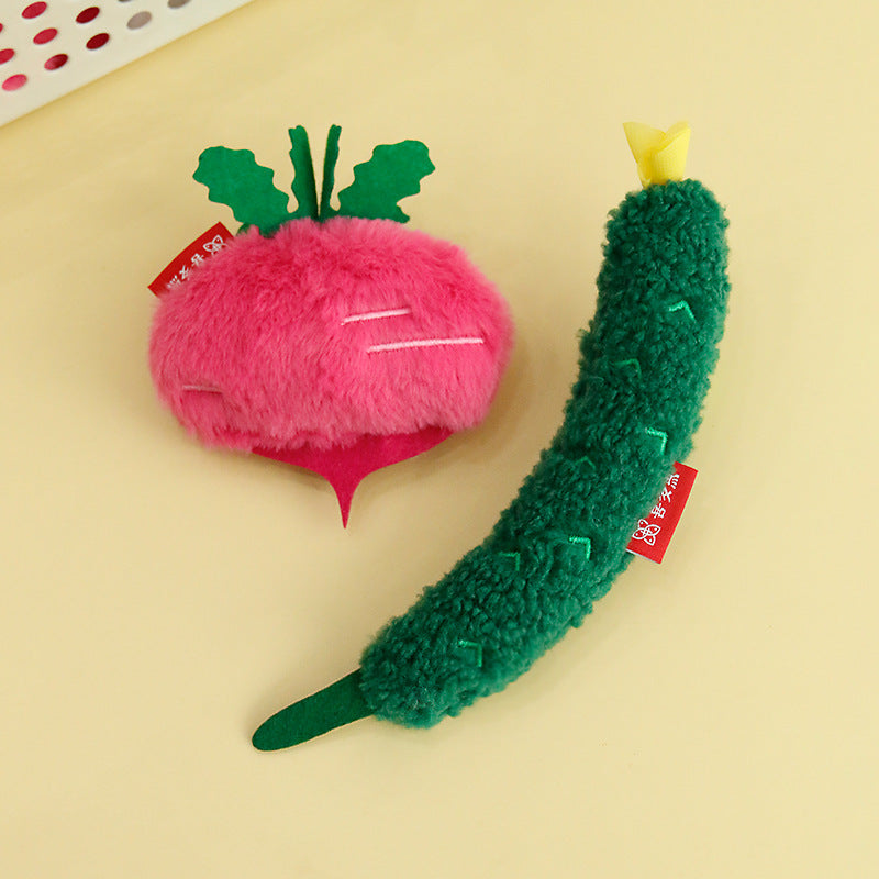 HKM-5318845 Plush Radish and Cucumber Cat Toys - Bite-Resistant Vegetable Simulation