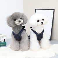 HKM-5319741 Big Bow Tie Pet Clothes in Washed Denim for Spring and Summer - Casual T-shirt and Skirt, Sizes S-XXL