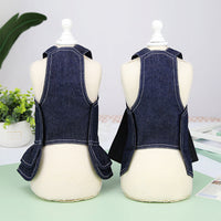 HKM-5319741 Big Bow Tie Pet Clothes in Washed Denim for Spring and Summer - Casual T-shirt and Skirt, Sizes S-XXL