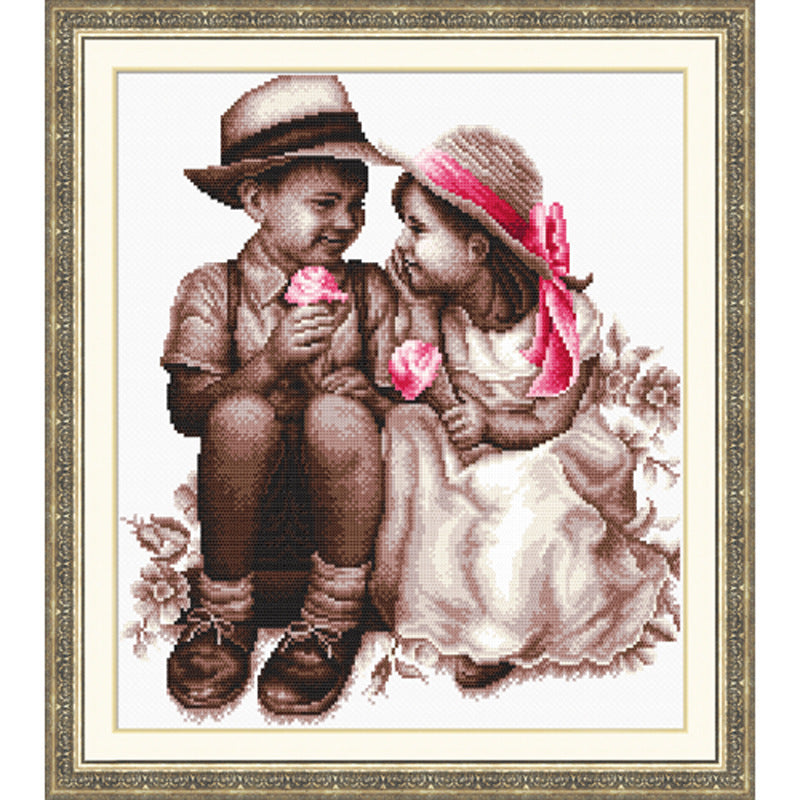 HKM-531987 Handmade Cross Stitch Set – Ecological Cotton Embroidery Kit for Living Room or Bedroom, 47x53cm