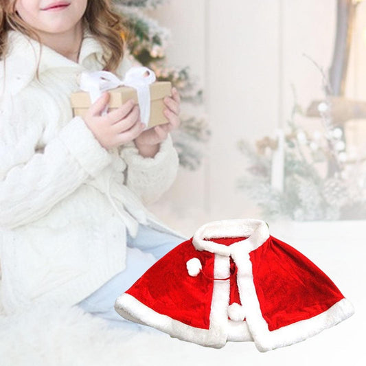 HKM-532115 Red Velvet Cape for Children - Warm Christmas Costume for Role Play and Festivals