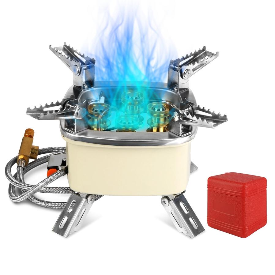 HKM-532179 13000W Portable Camping Stove with Five-Burner Design and Piezo Ignition for Outdoor Cooking