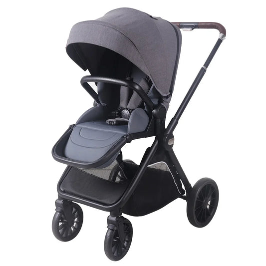 HKM-532179 Poussett Two-Way Push Luxury Baby Stroller and Car Seat with Big Wheels, Foldable Pram for Infants