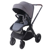 HKM-532179 Poussett Two-Way Push Luxury Baby Stroller and Car Seat with Big Wheels, Foldable Pram for Infants