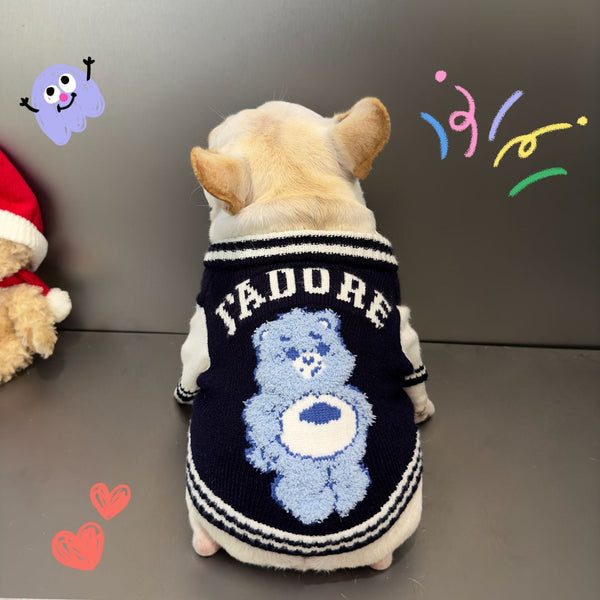 HKM-5322941 Cozy Dark Blue Woolen Pet Sweater for Cats and Dogs - Available in Multiple Sizes