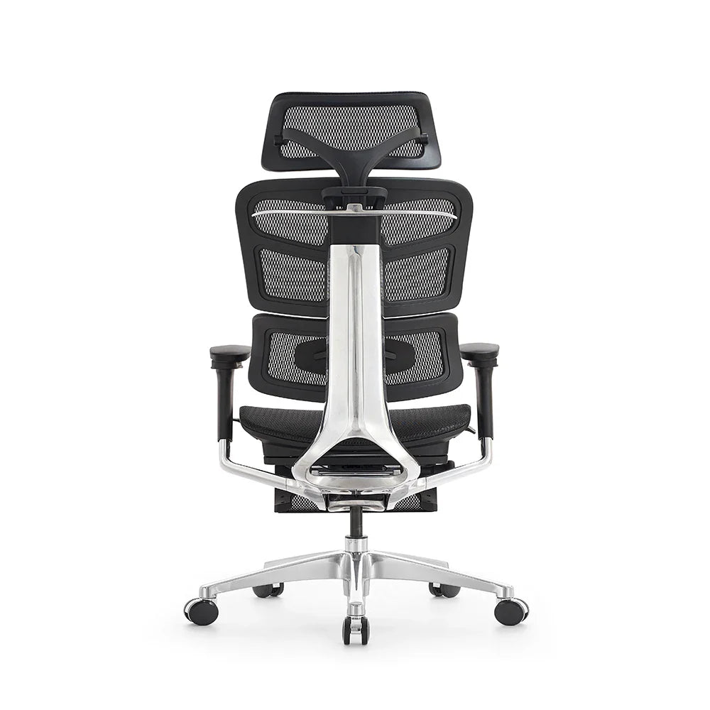 HKM-532435 Ergonomic Office Chair with 4D Armrests and Footrest – Luxury Mesh Swivel Executive Design, BIFMA Certified