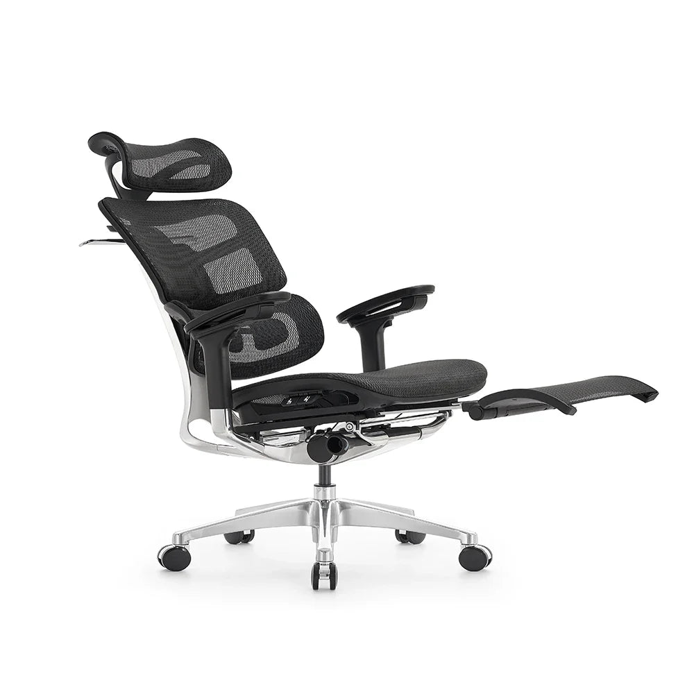 HKM-532435 Ergonomic Office Chair with 4D Armrests and Footrest – Luxury Mesh Swivel Executive Design, BIFMA Certified