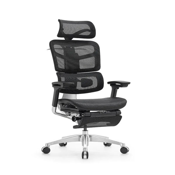 HKM-532435 Ergonomic Office Chair with 4D Armrests and Footrest – Luxury Mesh Swivel Executive Design, BIFMA Certified