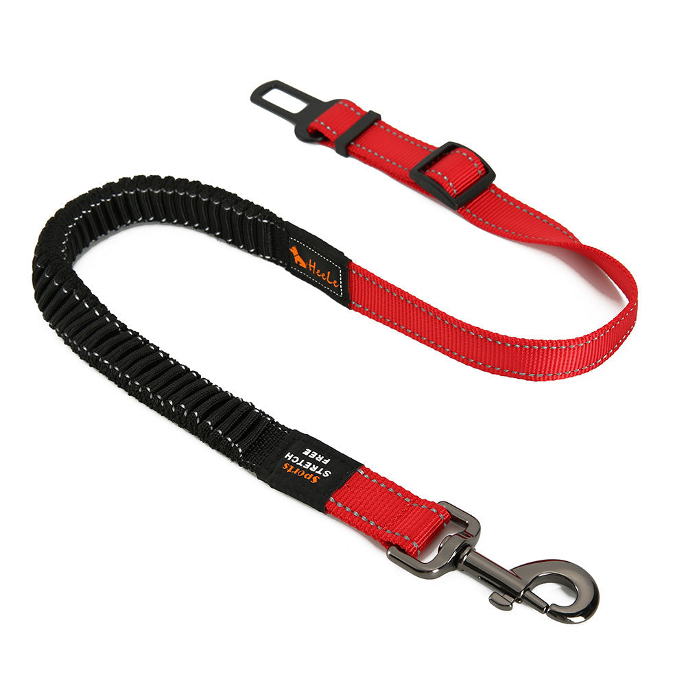HKM-5324733 Elastic Stretch Dog Seat Belt for Secure Car Travel - Adjustable Length 76CM to 148CM, Nylon Material