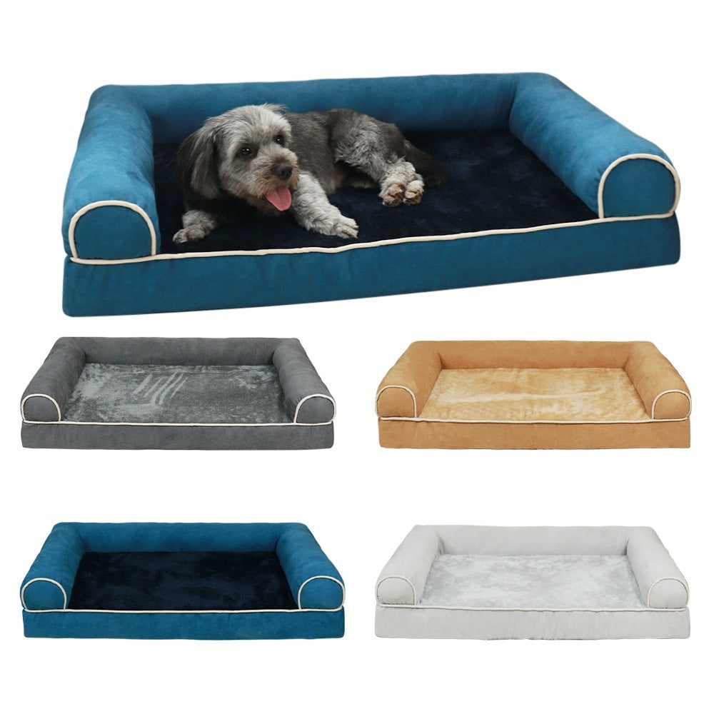 HKM-5324989 Breathable Square Pet Bed in Dark Gray, Light Gray, Khaki, Blue, and Beige, Multiple Sizes Available