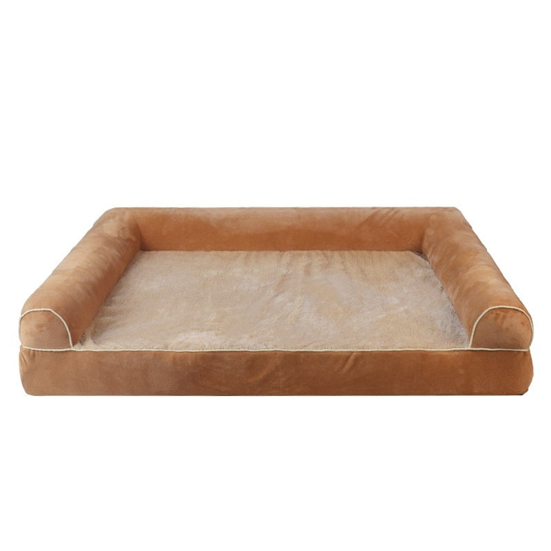 HKM-5324989 Breathable Square Pet Bed in Dark Gray, Light Gray, Khaki, Blue, and Beige, Multiple Sizes Available