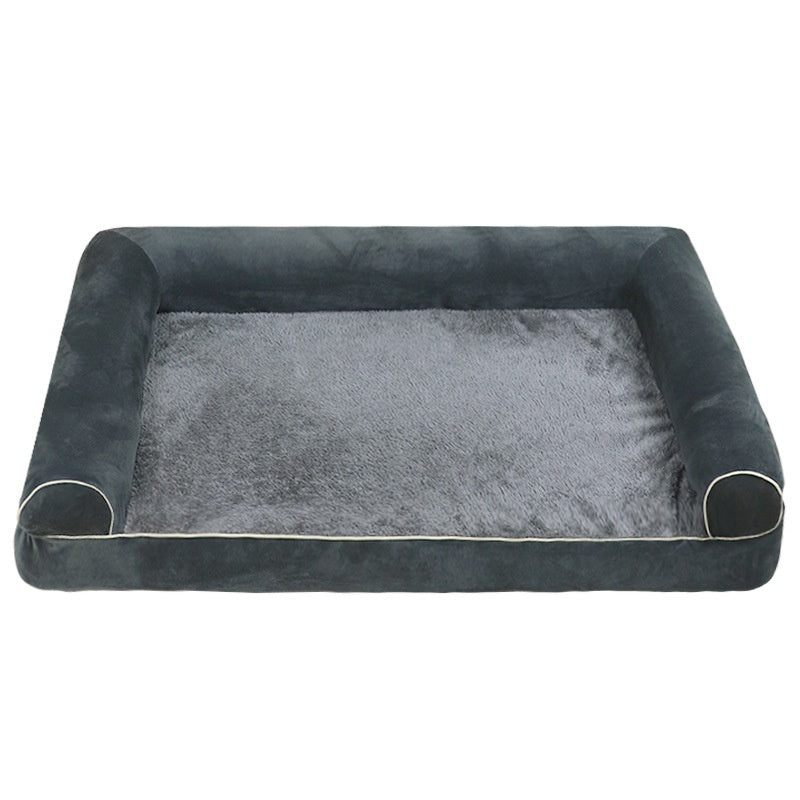HKM-5324989 Breathable Square Pet Bed in Dark Gray, Light Gray, Khaki, Blue, and Beige, Multiple Sizes Available
