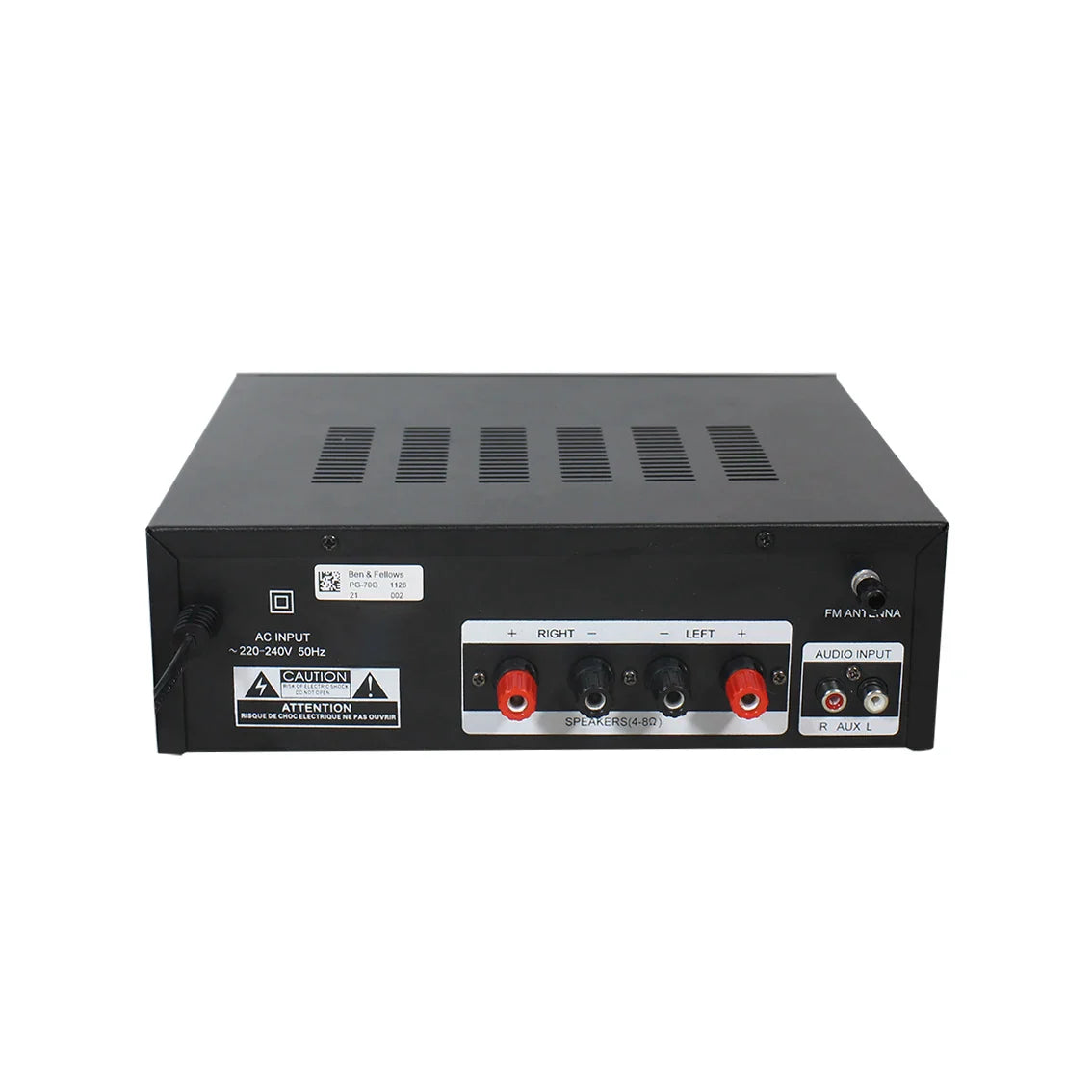 HKM-532499 70W 2-Channel Stereo Bluetooth Amplifier Receiver with FM Radio, Phono, and Coaxial Inputs for Home Audio Systems