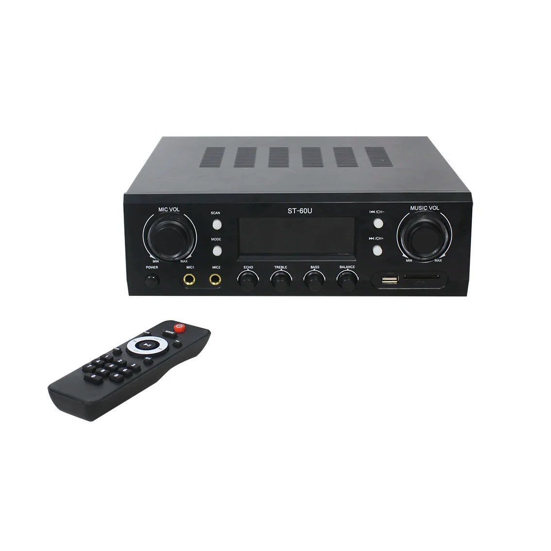 HKM-532499 70W 2-Channel Stereo Bluetooth Amplifier Receiver with FM Radio, Phono, and Coaxial Inputs for Home Audio Systems