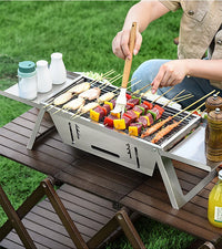 HKM-532499 Portable Charcoal BBQ Grill with Adjustable Charcoal Bed – Quick Set Up Stainless Steel Folding Design