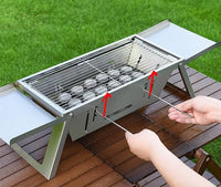 HKM-532499 Portable Charcoal BBQ Grill with Adjustable Charcoal Bed – Quick Set Up Stainless Steel Folding Design