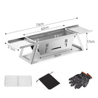 HKM-532499 Portable Charcoal BBQ Grill with Adjustable Charcoal Bed – Quick Set Up Stainless Steel Folding Design