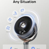 HKM-5328211 120° Oscillating Standing Fan, Quiet DC Motor Floor Fan, 9 Speeds, 4 Modes, Adjustable Height 37-42", 20dB Noise Level, 8H Timer