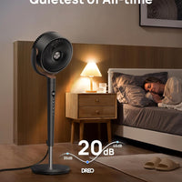 HKM-5328211 120° Oscillating Standing Fan, Quiet DC Motor Floor Fan, 9 Speeds, 4 Modes, Adjustable Height 37-42", 20dB Noise Level, 8H Timer