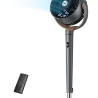 HKM-5328211 120° Oscillating Standing Fan, Quiet DC Motor Floor Fan, 9 Speeds, 4 Modes, Adjustable Height 37-42", 20dB Noise Level, 8H Timer