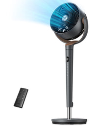 HKM-4869459 Oscillating Standing Fan with DC Motor, 120° Vertical Tilt, 9 Speeds, 4 Modes, 20dB Noise Level, Adjustable Height 37-42", 8H Timer