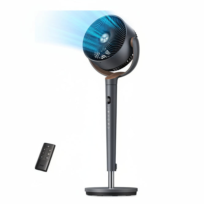 HKM-5328211 120° Oscillating Standing Fan, Quiet DC Motor Floor Fan, 9 Speeds, 4 Modes, Adjustable Height 37-42", 20dB Noise Level, 8H Timer