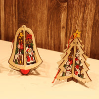 HKM-532947 Wooden Five-pointed Star and Bell Ornaments for Christmas Decor