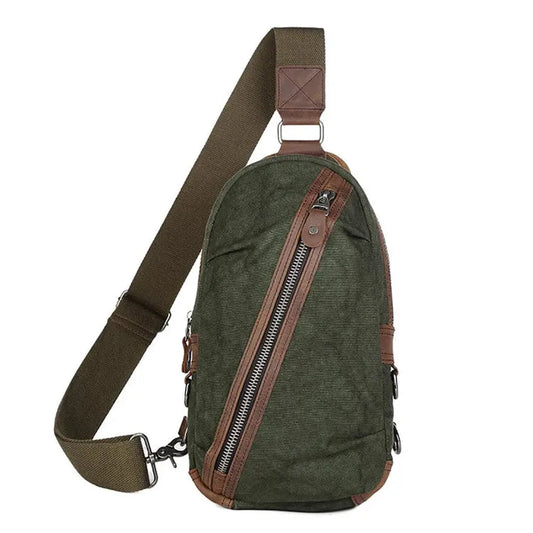 HKM-533011 Custom Men's Canvas Shoulder Holster Bag with Cowhide Accents - Model 8065