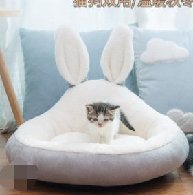 HKM-5330749 Cozy Cloth Cat House and Pet Nest for Small Dogs – Pink and Gray Options Available