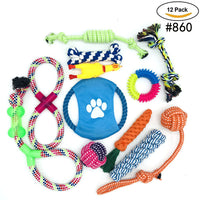 HKM-5331517 12-Piece Durable Cotton Rope Toy Set for Pets - Promotes Healthy Teeth and Gums