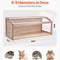 HKM-5334333 Wooden Hamster Habitat Cage 48 In with Clear Acrylic Panels for Small Animals