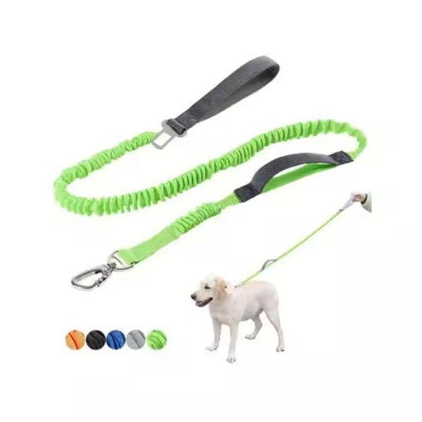 HKM-533459 Heavy-Duty Dog Leash with Padded Double Handles and Car Seat Belt Attachment, 4-6 Feet Long, Suitable for Medium to Large Dogs