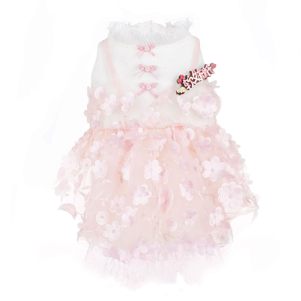 HKM-5334845 Cute Three-Dimensional Lace Dog Skirt for Small Pets - Stylish Polyester Fiber Dress