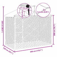 HKM-5335741 Spacious Silver Outdoor Dog Kennel with Roof, Galvanized Steel, 3x1.5x2.5m
