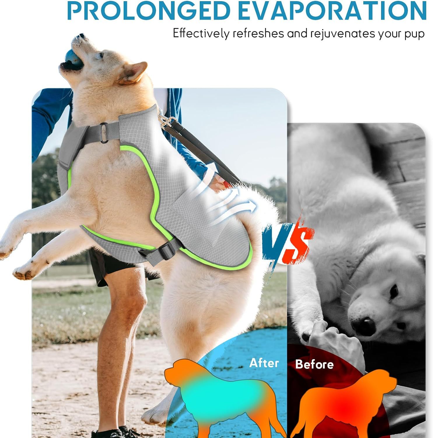 HKM-5336253 Adjustable Gray Cooling Vest with Ice Pack for Dogs - Summer Pet Apparel