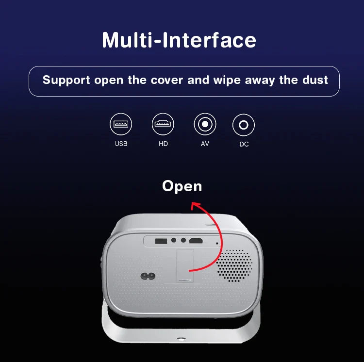 HKM-533651 Portable 4K Mini Projector with Android 12.0, WiFi, and Full HD 1080P for Home Movie Streaming