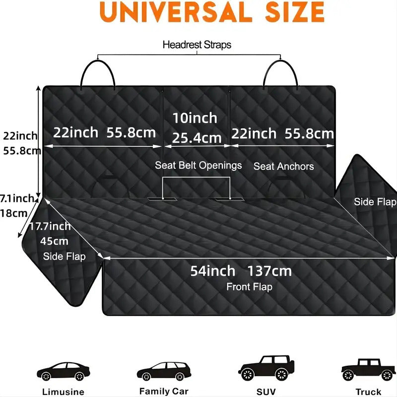 HKM-5338301 Waterproof Dual-Use Dog Car Mat for Back Seat Protection