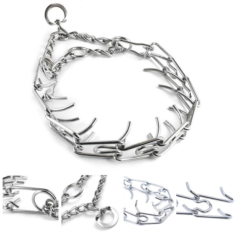 HKM-5338429 Removable Metal Iron Dog Training Chain with Rubber Grip - Various Sizes Available