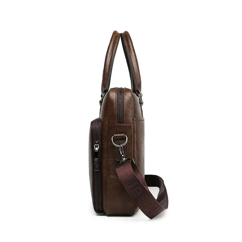 HKM-533843 Men's PU Leather Briefcase Bag for Business and Laptop Use