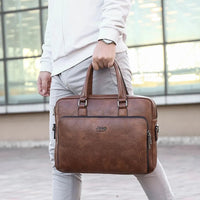 HKM-533843 Men's PU Leather Briefcase Bag for Business and Laptop Use