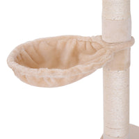 HKM-5339709 Adjustable 5-Tier Cat Tree with Scratching Posts and Hammock, Beige, 90.5"-102.25" Height