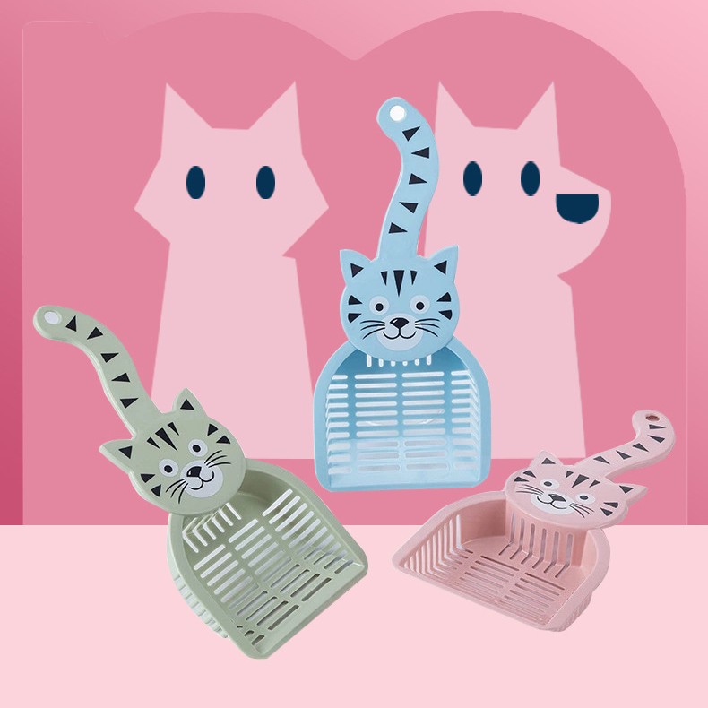 HKM-5340221 Large Plastic Cat Litter Scoop - Pink, Green, Blue, 28x12.5cm