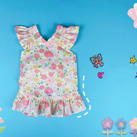 HKM-5342781 Floral Pet Skirt in Blue, Pink, and Purple for Dogs - Multiple Sizes Available