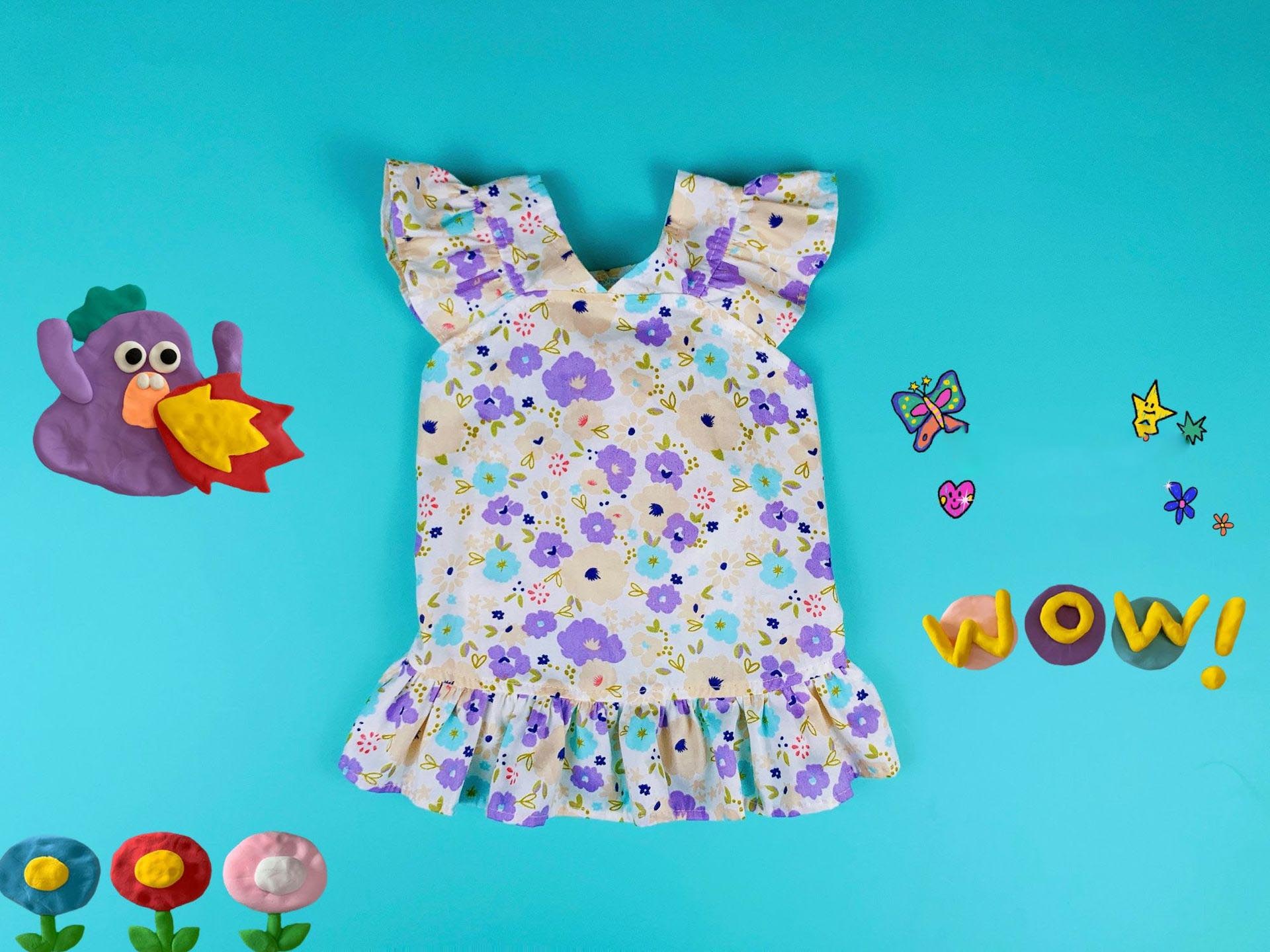 HKM-5342781 Floral Pet Skirt in Blue, Pink, and Purple for Dogs - Multiple Sizes Available