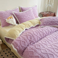 HKM-534291 Solid Color Thickened Milk Fiber Four-Piece Bedding Set with Duvet Cover and Pillowcases
