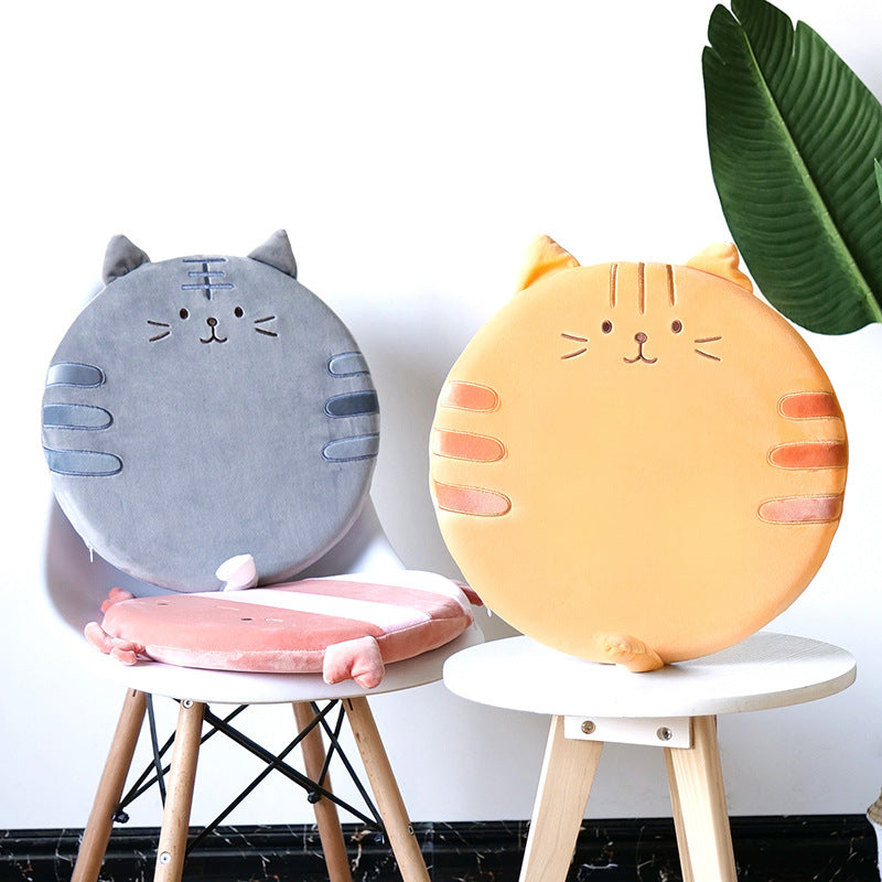 HKM-534355 Japanese Cat Cartoon Plush Cushion for Students, 40x40cm Memory Foam Chair Pillow