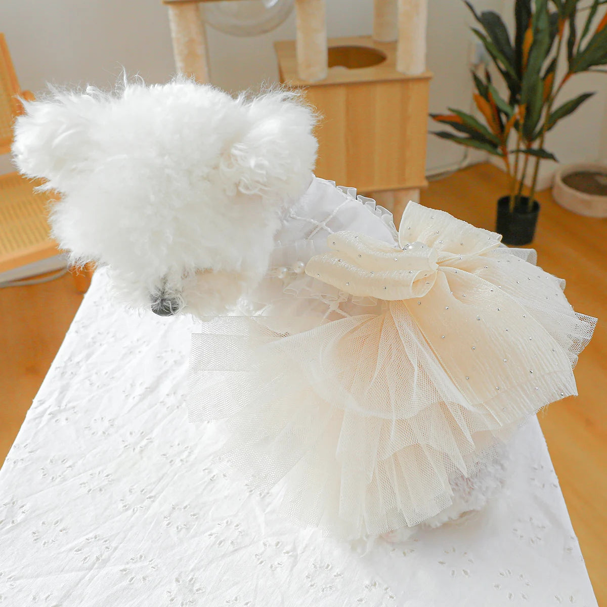 HKM-5343805 Elegant Dog Tulle Tutu Skirt Wedding Dress for Pets - Available in Multiple Sizes