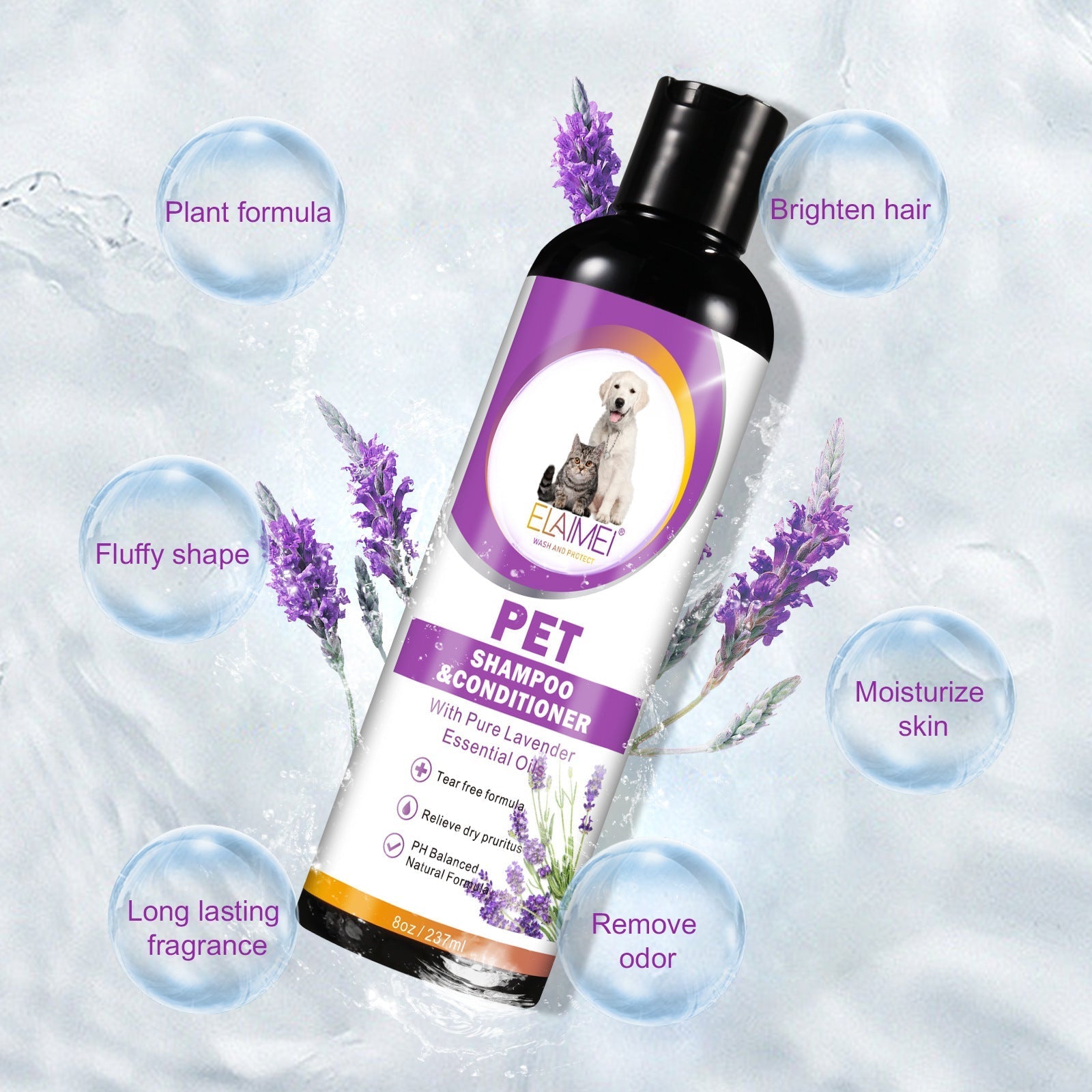 HKM-5344061 Dual-Action Anti-Hair Pet Shampoo for Hair Protection and Beautification - 200-500ml